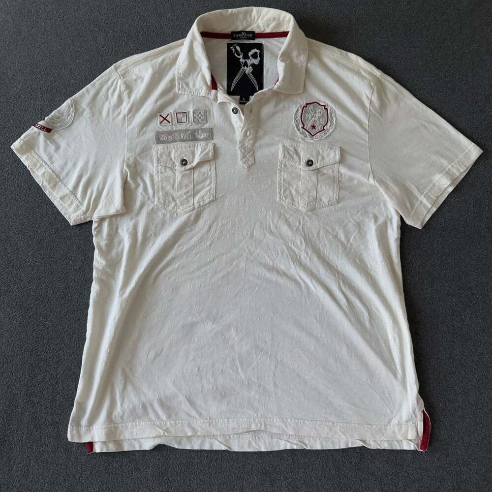 Vintage Marc Ecko Cut & Sew Tactical Military White Polo Shirt